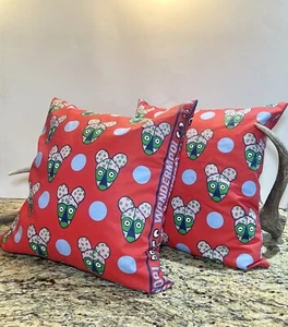 (2) IKEA Glodande Pillows 20" Wondermooi Red Blue With FEATHER INSERTS - Picture 1 of 6