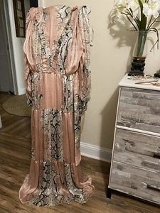 Jeff Gallano Maxi Dress Paris Size 2 Beautiful Dress Pink/blk/gold Design - Picture 1 of 10