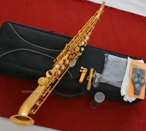 Yellow Brass Soprano saxophone GOLD Pipe Saxello Saxophones Curved bell WSS-651 - Picture 1 of 4