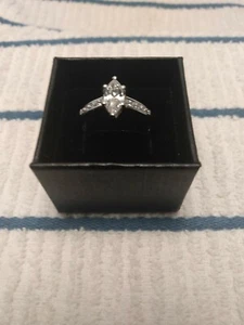 Size 10 Marquis Sterling Silver Ring Made With Zirconia From Swarovski (AA138) - Picture 1 of 11