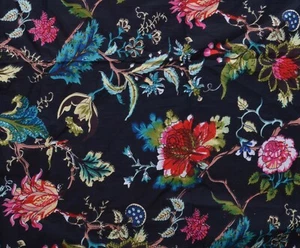 Floral Indian Handmade Cotton Hand Block Printed Natural Sanganeri Fabric 5 Yard - Picture 1 of 5