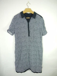 Jaeger Tunic Dress Blue Short Sleeve Knee Length Collared Linen Summer Size 16 - Imagen 1 de 4