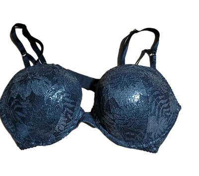 Sujetador Victoria's Secret 38C Bombshell Sumergible Negro Gris Chantilly Encaje Superpuesto  Foto 1 de 4