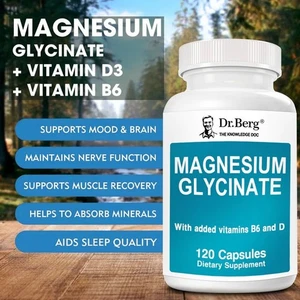 Dr. Berg's Magnesium Glycinate 400mg Bottle (120/60/30 Caps) Plant-Based - Picture 1 of 19