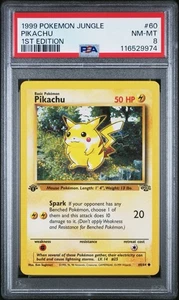 PSA 8 NM/MT 1999 POKEMON JUNGLE #60 PIKACHU 1ST EDITION ENGLISH - Picture 1 of 2