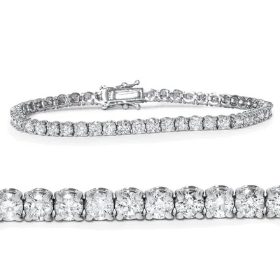 5ct Round-Cut Natural Diamond Tennis Bracelet 14K White Gold Women's 7" - Image 1 of 4