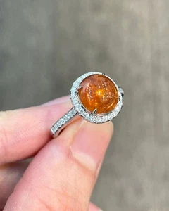 5.86Ct Round Cut Real Jadeite fanta garnet Diamond Wedding Ring 950 Platinum - Picture 1 of 7