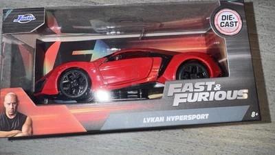Veículo de metal fundido Jada Toys Fast & Furious Lykan Hypersport, escala 1:24 vermelho novo - Imagem 1 de 4