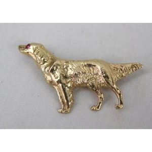 Vintage 14K 5,6 Gramm Gold Pin signiert Pin Schmuck mit Edelstein Rubin Irish Setter - Bild 1 von 9