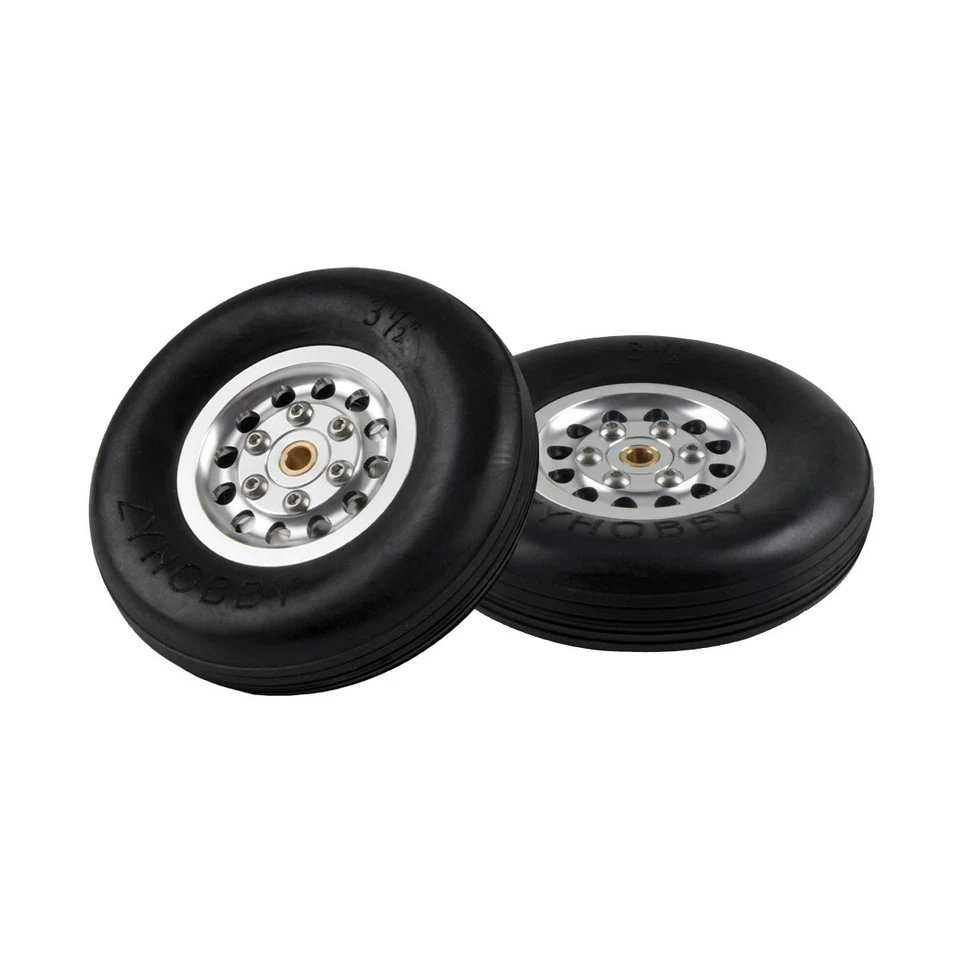 1 Pair 3.5inch Solid Rubber Wheels Tires  with Alu Hub For RC Airplane H25mm - Image 1 of 4