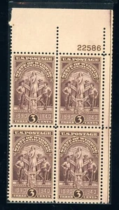 US Stamp #897 Wyoming Statehood 3c - Plate Block of 4 - MNH - CV $2.25 - Picture 1 of 1