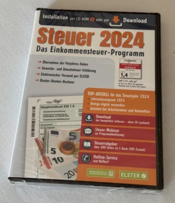 Original ALDI Steuersoftware 2024 Steuererklärung Steuern Einkommensteuer - Bild 1 von 2