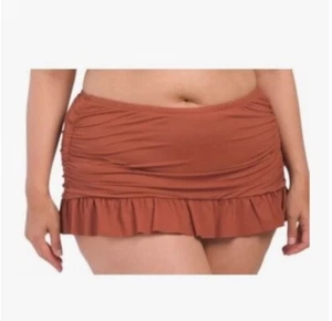 La Blanca Plus Island Goddess Ruffled Swim Skirt Sz 22W Rust Brown Tummy Control - Picture 1 of 9