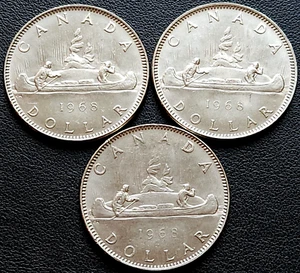 Lote de 3 dólares de níquel Canadá 1968 - excelente estado - Imagen 1 de 2