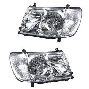 Pair LH+RH Chrome Headlights For Toyota Landcruiser 100 Series 05/2005-07/2007 - Picture 1 of 6