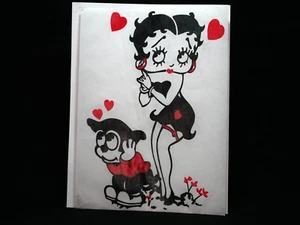 Betty Boop And Pudgy Dog Cartoon Iron On Transfer 8 x 10 Original Vintage - Picture 1 of 2