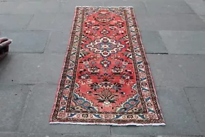 Vintage Hand Made Traditional Oriental Wool Pink Narrow Long Runner 248x74cm - Picture 1 of 14