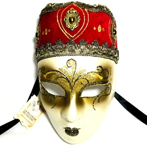 Mask Hand Painted La Maschera Del Galeone Glitter Venice Italy New with Tags - Picture 1 of 16