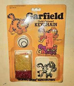 Vintage 1978 Garfield Stained Glass Keychain, - Picture 1 of 6