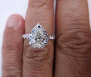 18K Gold Diamond Engagement Ring Center=1.50 Carat H-SI2 Enhanced Value=$15,950 - Picture 1 of 11