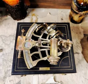 Antique Brass J.Scott Nautical Navigation Instrument Sextant With Box Gift - Picture 1 of 7