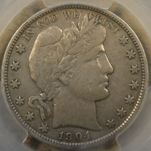 1904-S Barber Half Dollar 50c PCGS Certified VF30 Note spot on L in Dollar Rev. - Picture 1 of 4