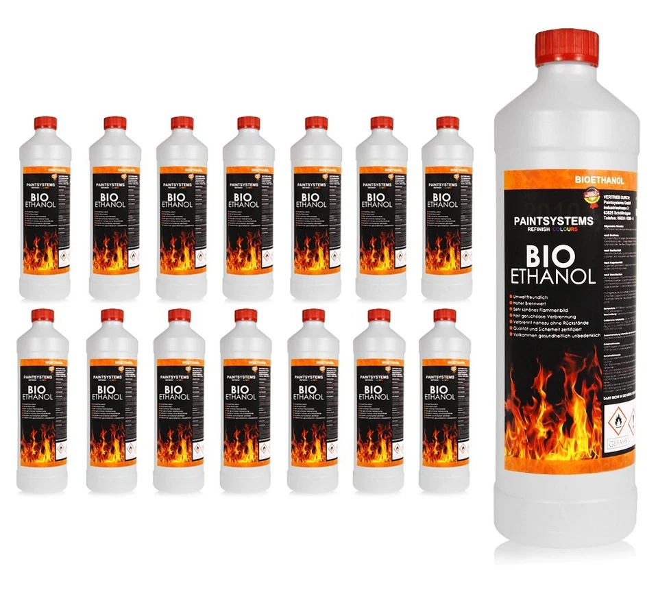 15 x 1 Liter  Bioethanol Premium 100% für Bio Alkohol für Kamin - Bild 1 von 1