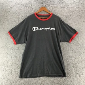 Camiseta Champion para Hombre 2XL Gris Rojo Borde Mangas Cortas Ropa Ática Informal - Imagen 1 de 11