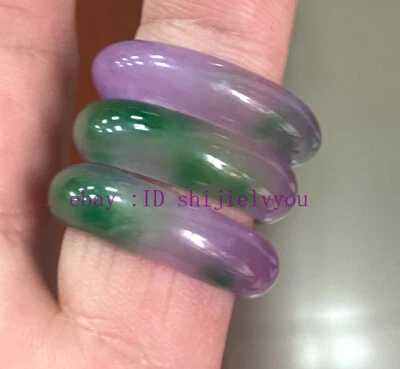 Anello unisex largo 5-6 mm vera giada verde lavanda cinese grado originale - Immagine 1 di 4