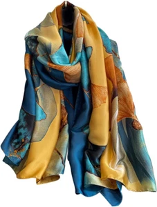 Sciarpa donna NUWEERIR grande 100% seta gelso sciarpa lunga raso moda Lightwei - Foto 1 di 12