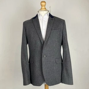 Chaqueta Blazer Ted Baker Para Hombre Talla 5 42R Gris Espiga Deportiva Tweed Mancha - Imagen 1 de 16