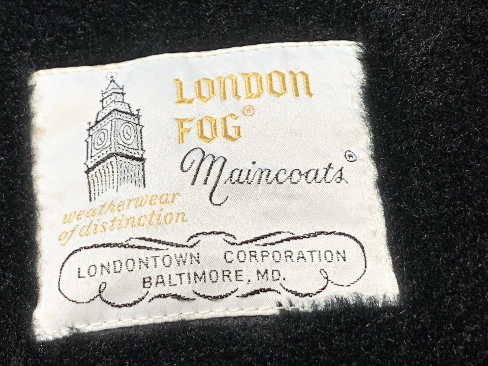 Gabardina vintage London Fog forro Sherpa con cremallera azul marino 42 larga Foto 1 de 4