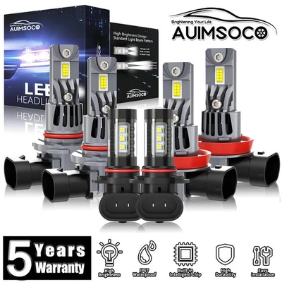 Kit de faróis de LED para Toyota Sequoia 2008-2018 6x lâmpadas farol de neblina feixe alto baixo - Imagem 1 de 4