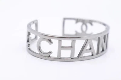 Chanel Silver Logo Bangle Bracelet Jewelry Small scratches Used - Image 1 of 4