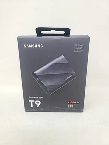 Samsung T9 Portable 2TB 2000MB/s SSD - Black (MU-PG2T0B/AM) - NEW FACTORY SEALED - Afbeelding 1 van 6