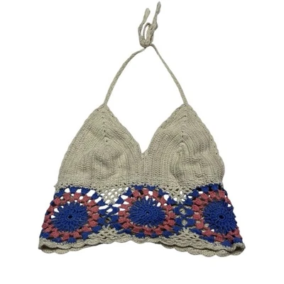 Sujetador Halter Ecote Crop Knit Top Boho Talla Mediana Foto 1 de 4
