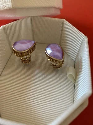 Swarovski Chroma Stud Earring Drop Cut Multicoloured Gold tone Plated New❤️💕 — 第 1/4 张图片