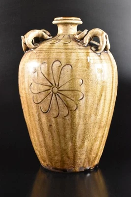 U6292: XF Japonés Antiguo Seto-ware Celadón Flor Bestia Escultura FLORERO Foto 1 de 4