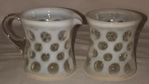 Fenton * FRENCH OPALESCENT* 3 1/4" CREAMER & SUGAR - Picture 1 of 2
