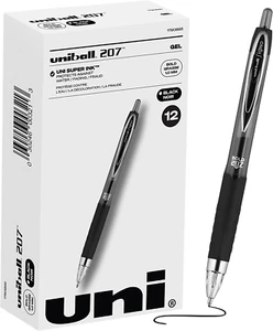 Uniball Signo 207 Gel Pen 12 Pack, 1.0Mm Bold Black Pens, Gel Ink Pens | Office - Picture 1 of 6