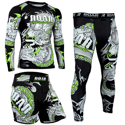 ROAR Sports MMA Rashguard Fight Shorts Muay Thai BJJ No Gi Grappling Legging - Image 1 of 2