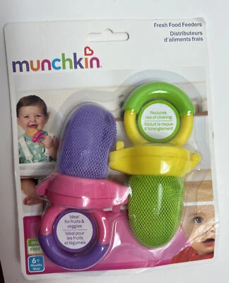 Munchkin Fresh Baby Food Feeder, BPA Free, 2 Pack, Pink & Yellow, Simple & Easy - Image 1 of 2