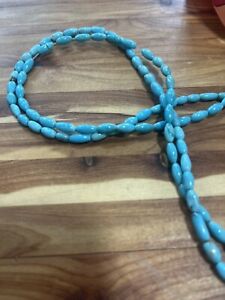 RARE Old Stock  TURQUOISE 4-7mm Tube  BEADS - 16in Strand