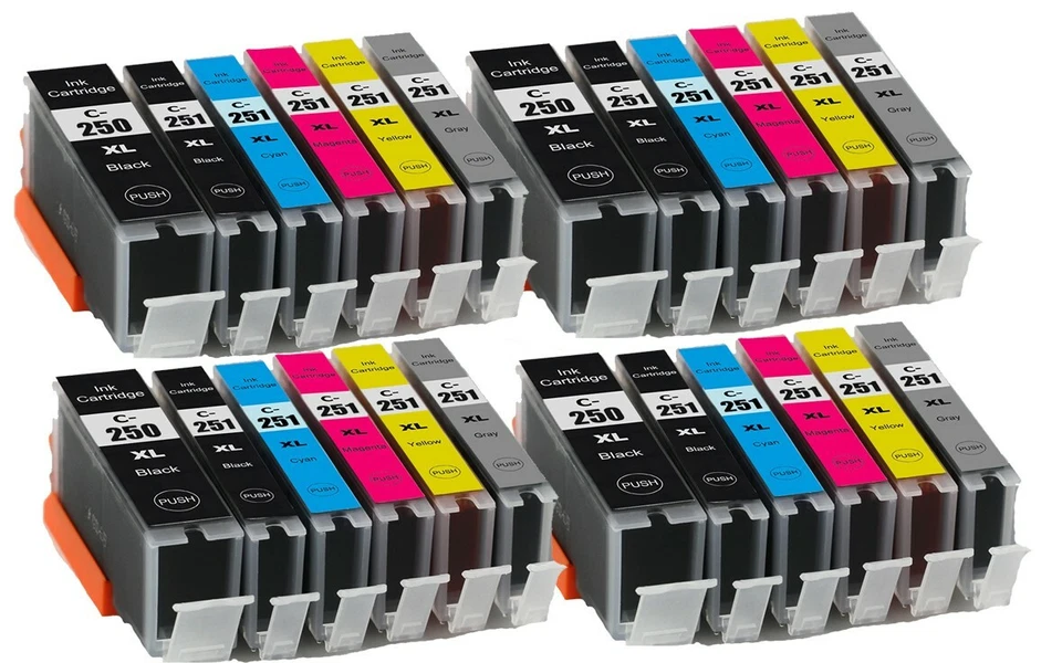 Juego de tinta de repuesto 24P para Canon PGI-250XL CLI251XL iP8720 MG7520 MG7120 MG6320 Foto 1 de 1