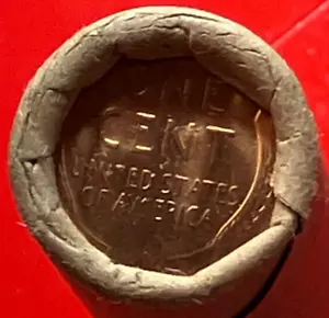 TAIL / TAIL 1 OBW BU LINCOLN WHEAT PENNY ROLL YEARS UNKNOWN OLD VINTAGE WRAPPER - Picture 1 of 6