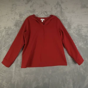 Denim & Co. Womens Sweatshirt Canyon Retreat Hoodie Red Pullover Stretch M New - Picture 1 of 8