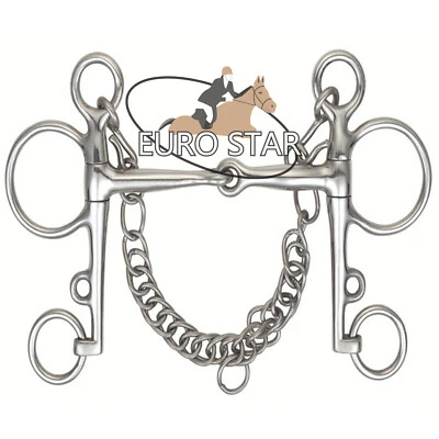 Gelenkmund Pelham Bit mit Panzerkette (EuroStar® Bits) VERSAND AM SELBEN TAG
