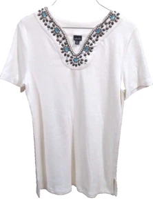 Rafaella Women's Pearl Short Sleeve Top - Picture 1 of 5