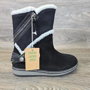 White Mountain Snow Boots Womens 6.5 Black Suede Faux Fur Lined Zip Detail NEW - Picture 1 of 17
