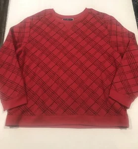Karen Scott Sweatshirt Size XL Red Black Plaid Long Sleeves 4640 - Picture 1 of 9